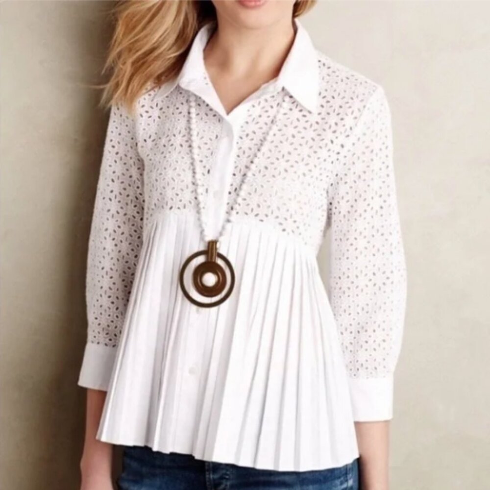 HD in Paris White Eyelet Button Down Shirt